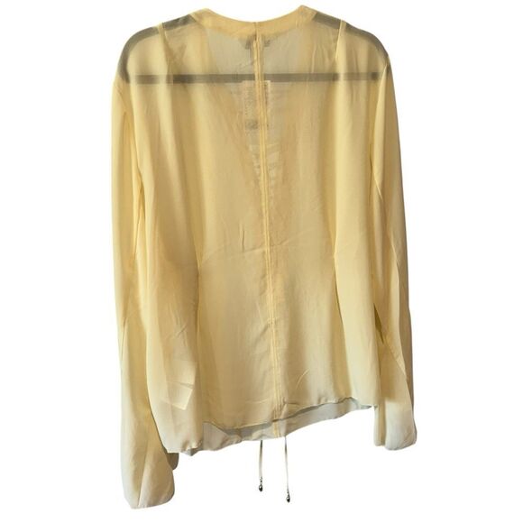 H&M Lacing-Detail Chiffon Pale Yellow Blouse Lace-Up - Picture 5 of 5